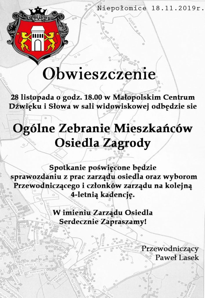 Ogólne Zebranie Mieszkańców Osiedla Zagrody w Niepołomicach