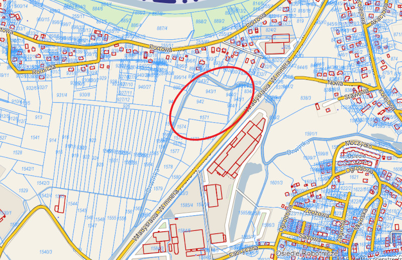 Orientacyjna lokalizacja planowanego zbiornika przeciwpowodziowego przy ul. Wimmera w Niepołomicach
