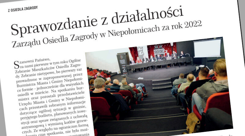 Sprawozdanie z działalności Zarządu Osiedla Zagrody Gazeta Niepołomicka